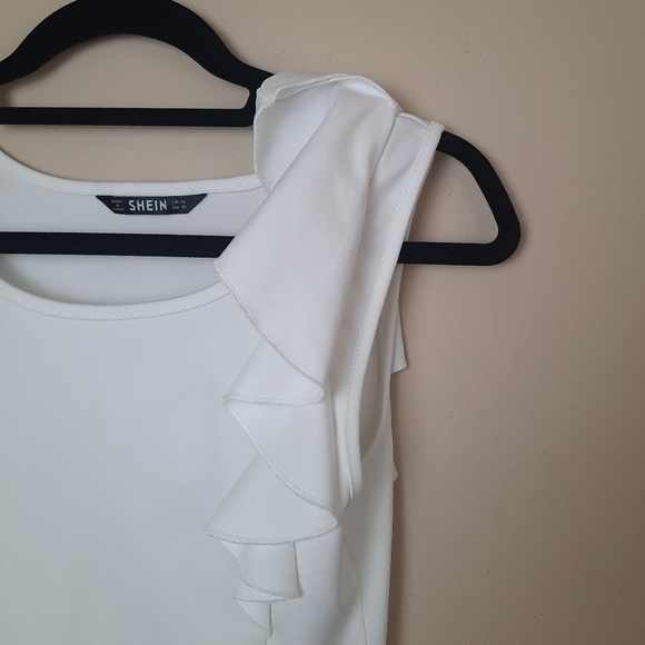 SHEIN White Ruffle Sleeveless Bodysuit Size XS - Picture 3 of 6